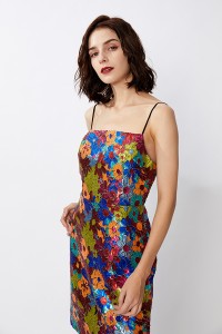 Shiny Flower Sequin Colorful Bodycon Strap Women Party Dress