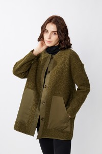 የተጣለ ትከሻ ረጅም Cashmere Faux Fur Over Coat