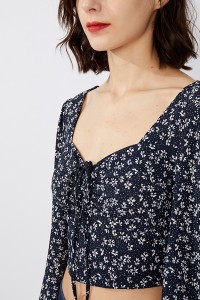 Drawstring Floral Classic seges Top