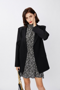 I-Classic Notched Collar Open Front Pocket Blazer