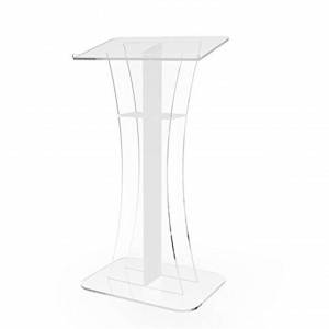 Acrylic Portable Professional Presentation Podium Lectern Pulpits for Churches with Wide Reading Surface le LED Light