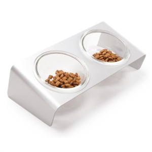 Útnimbere Plexiglass Pet Food Storage Tray Clear Acryl Feeder Stand mei Glass Bowl
