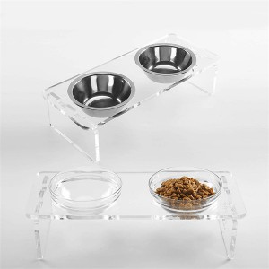 Plexiglass Pet Feeder Tray Elevated Acrylic Dog Bowls Pet Feeder Stand