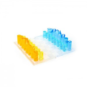 Tavolo da gioco in acrilico trasparente e blocco regalo in plexiglass con 32 pezzi degli scacchi