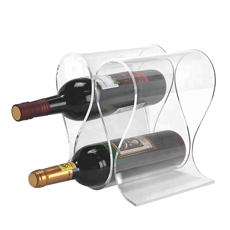 Acrylic Wine Rack hamwe nabafite vino, Umuyoboro wa Plexiglass, divayi ya plexiglass