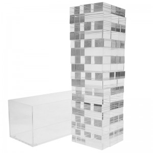 54 יחידות Clear Lucite Block 3D יוקרה אקריליק מגדל הערמה משחק פאזל