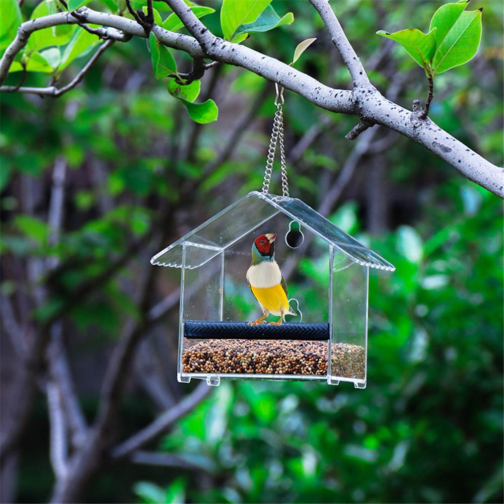 מזין ציפורים לחלונות פנימיים חיצוניים מותאם אישית מזין ציפורי אקריליק שקוף