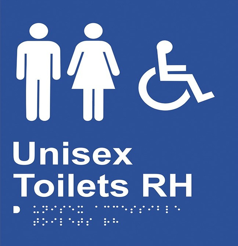 Akrylowy znak brajlowski na toaletę dla osoby niepełnosprawnej