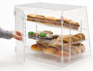 Pékség süteménybolt Egyedi átlátszó ablakos doboz akril élelmiszer tároló doboz kenyér süti cupcake fánk vitrin