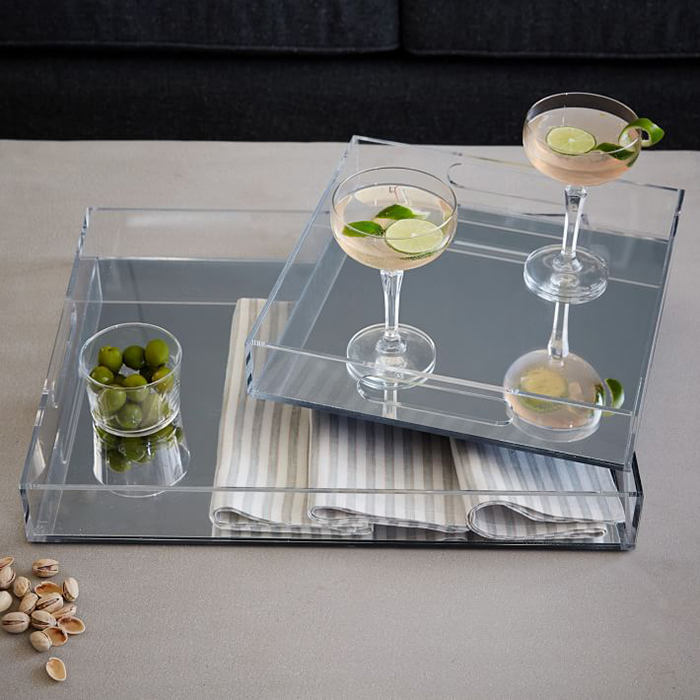 Mviringo wa Plexiglass Barware Holder Tropical Acrylic Cocktail Glassware Tray