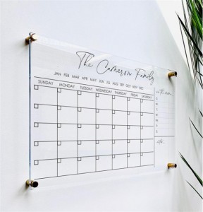 custom Mounted Floating memberikan sublimasi hang digital coloring printing bulanan tahun acrylic dry erase calendar for wall
