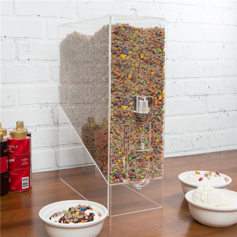 2020 Gaya Anyar Kapasitas Besar Adat Dispenser Kadaharan Kering Akrilik Jelas Kedap Udara 9 lb Gravitasi Feed Bulk Cereal Dispenser