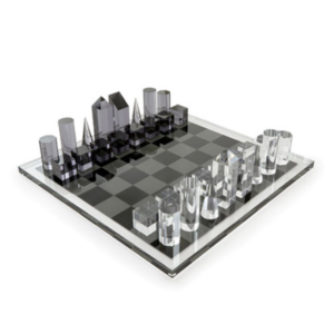 Torneo di plastica di vetru di tavola cinese persunalizata in giardinu esterno Set di ghjocu di scacchi in acrilico magneticu in cristallu di lussu mudernu