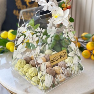 custom crystal muslim rustic small party favors gift box handles acrylic serving Wedding tray para sa mga bisita