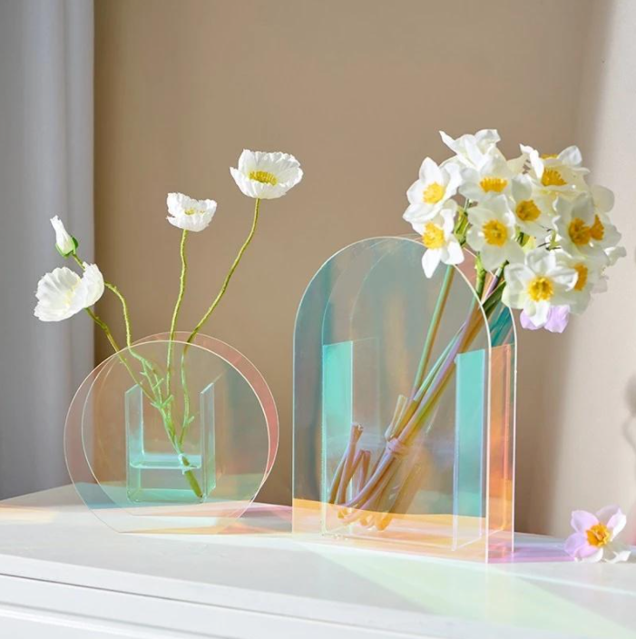 custom borongan kristal jelas warni eunteung pasagi hiasan imah jangkung centerpiece Nordic méwah babak katumbiri vases acrylic
