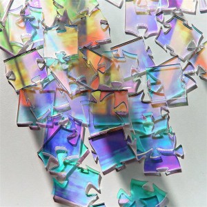 Aangepaste regenboogkleur acryl educatieve speelgoed puzzel