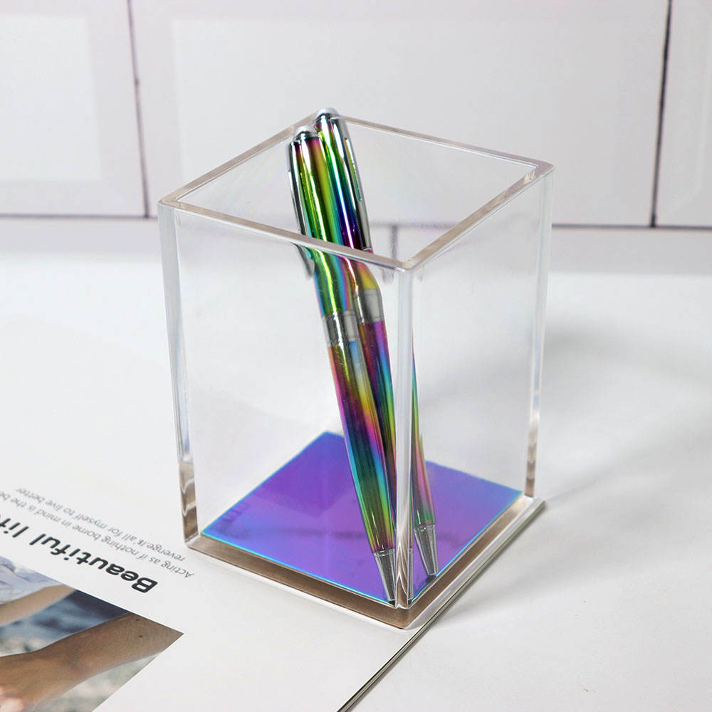 Niestandardowy przezroczysty kolorowy akrylowy uchwyt na ołówki w szkole biurowej