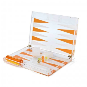 Colour Option Plexiglass Indoor Mchezo Case Orange & Clear Acrylic Backgammon Set
