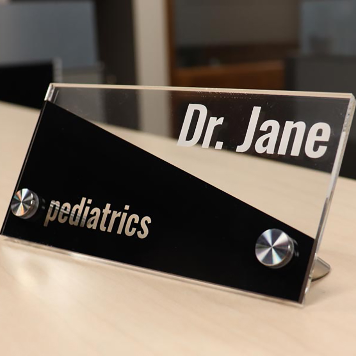 Clear акрилдик үстөл Office Sign Custom Perspex Vinyl Desk Name Plate