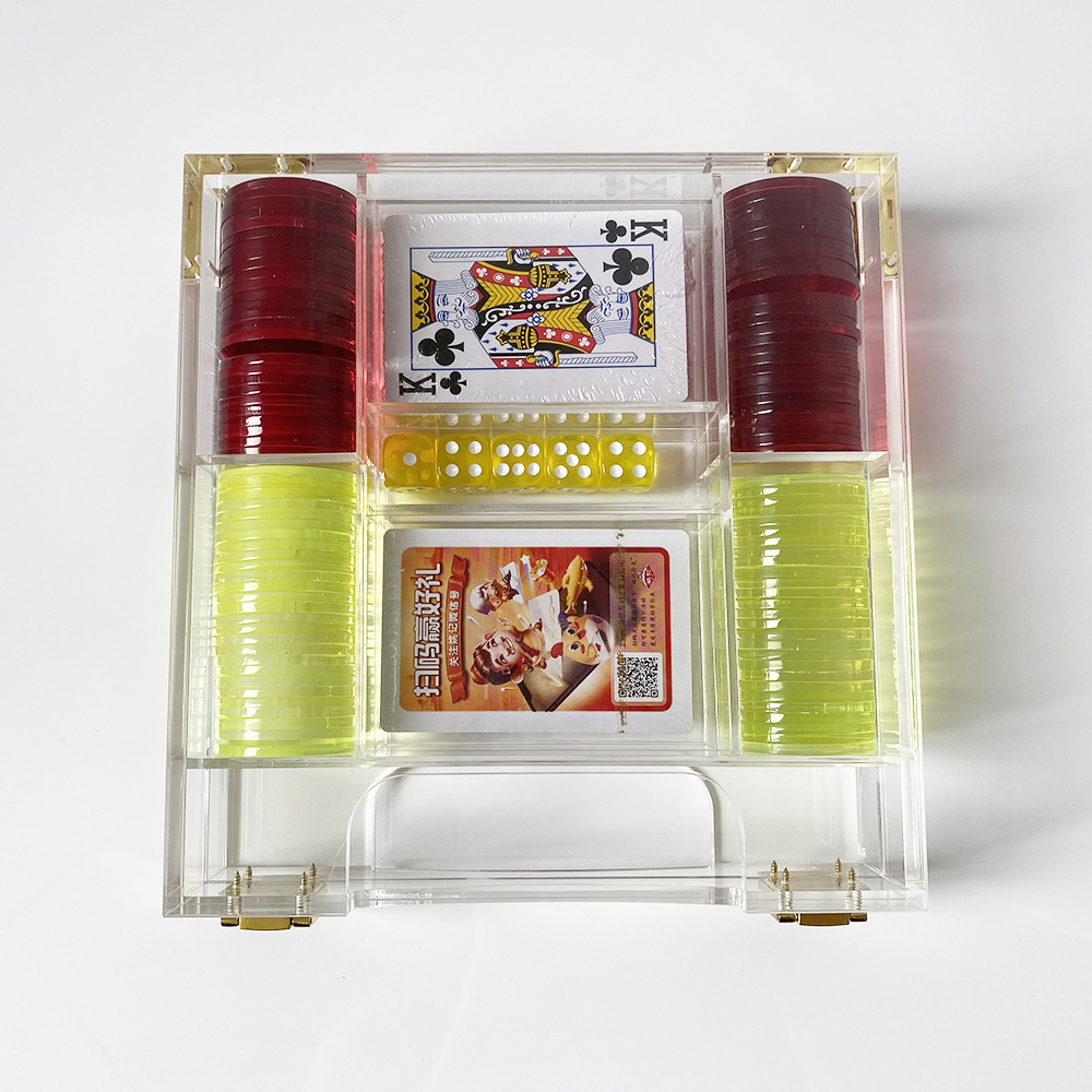 סט משחקי פוקר בצבע אקריליק צבעוני מותאם אישית סט משחקי פוקר פנימיים פרספקס