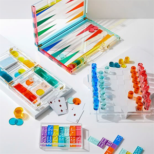 Conjunto de jogo de pôquer acrílico colorido de luxo personalizado de fábrica