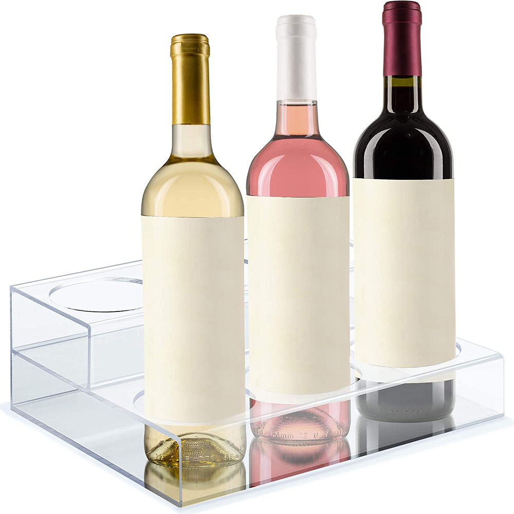 Полица за вино од плексиглас со 2 нивоа, проѕирен акрилен решетка за вино за шипка