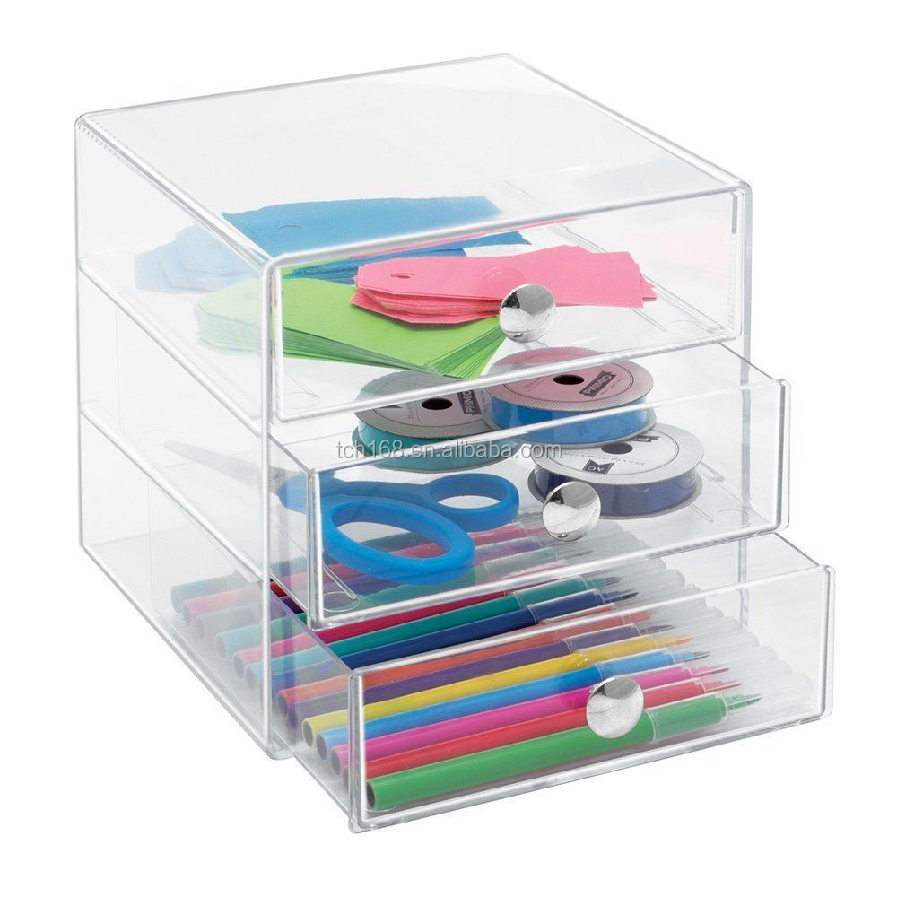 3 szuflady akrylowy organizer do przechowywania/plastikowe pudełko na kosmetyki/pudełko do przechowywania Pmma