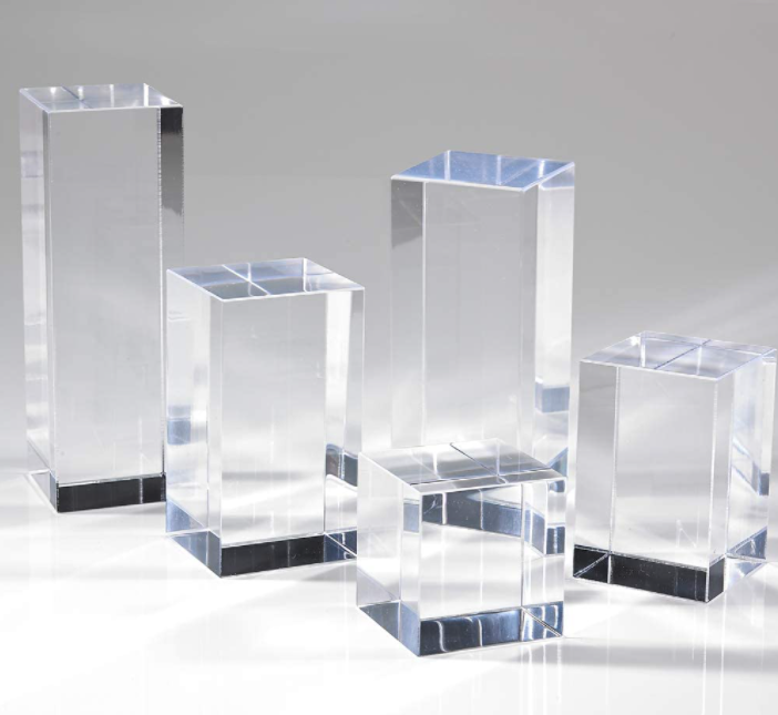 Custom Square Plexiglass kaulinan kubus Jelas padet jelas Acrylic perhiasan Témbongkeun Blok