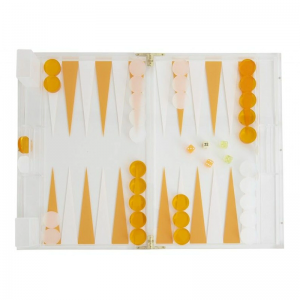 Opción de color Estuche para juegos de interior de plexiglás Juego de backgammon de acrílico transparente y naranja