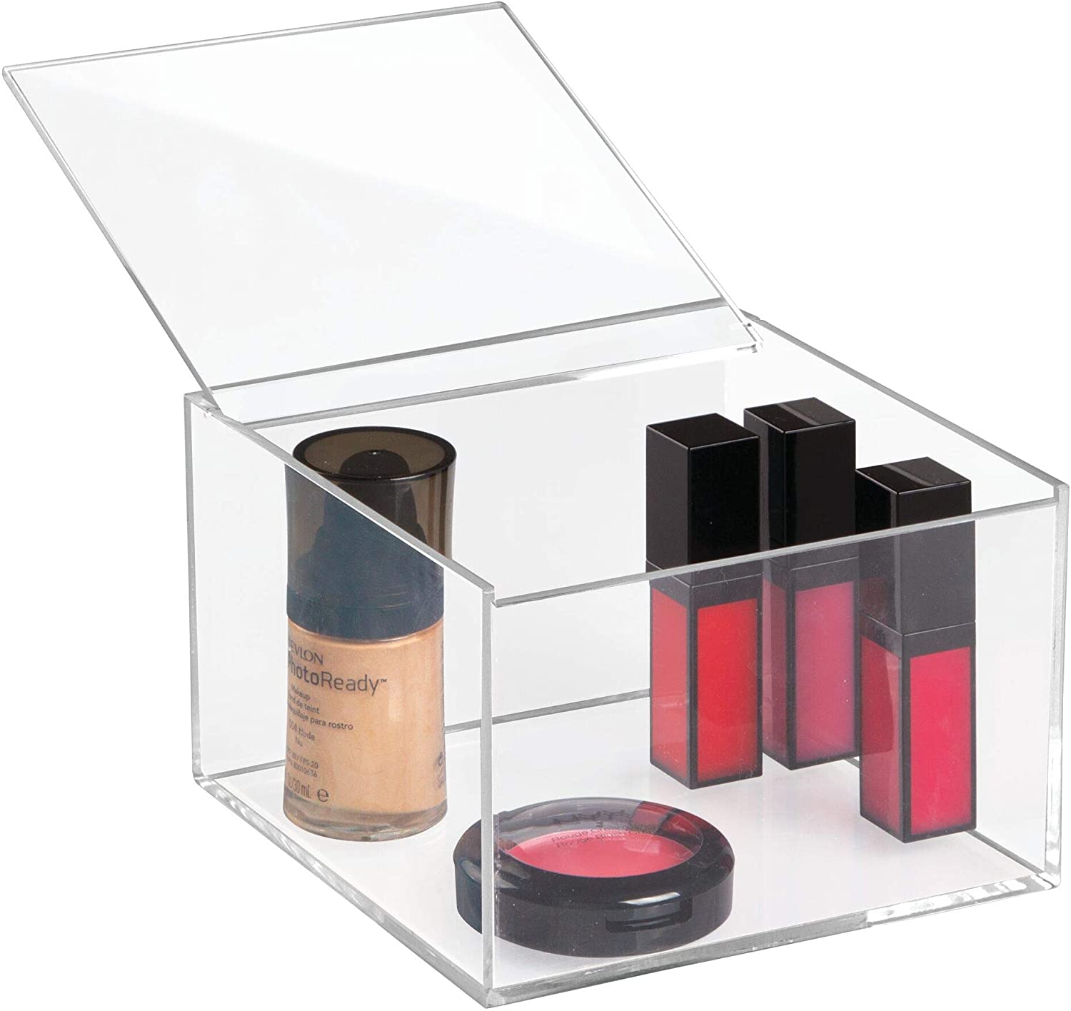 Чиста акрилна кутија за шминка со капак Козметичка кутија за складирање за бања и детска играчка