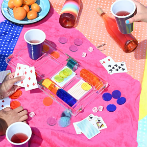 Set de jocuri de poker acrilic colorat de lux Lucite personalizat din fabrică