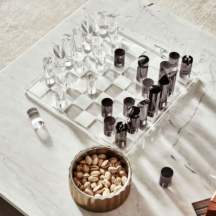 Xüsusi Çin masa şüşəsi plastik turnir açıq bağçası müasir lüks kristal maqnit akril şahmat oyunu dəsti