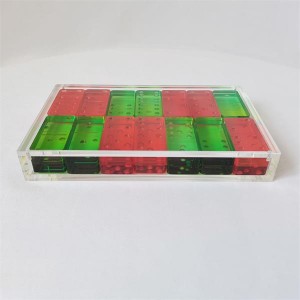 Set Domino Akrilik Lucite Transparan Kualitas Tinggi Kanthi Game Domino 28PCS Kanggo Hadiah