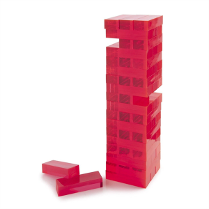 Персонализирани акрилни строителни блокове за игра Неоново розово червено Кула от плексиглас