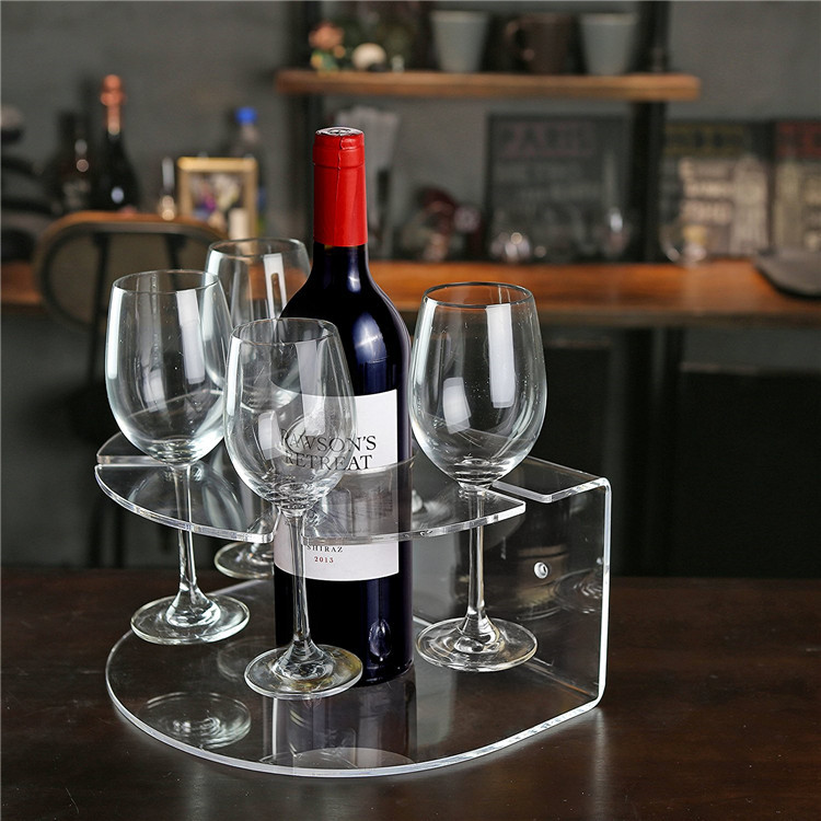 होटल के लिए फैशनेबल ऐक्रेलिक वाइन व्हिस्की बोतल ग्लास कप डिस्प्ले रैक डिस्प्ले ट्रे