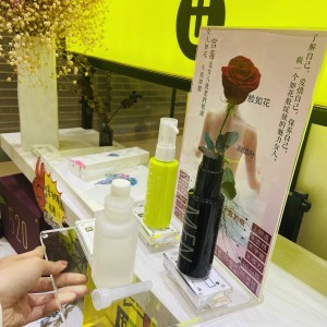 Benutzerdefinierte Größe Make-up Parfüm rotierenden kosmetischen Bodenplatte Standregal Store Screen Acryl LED-Werbeständer