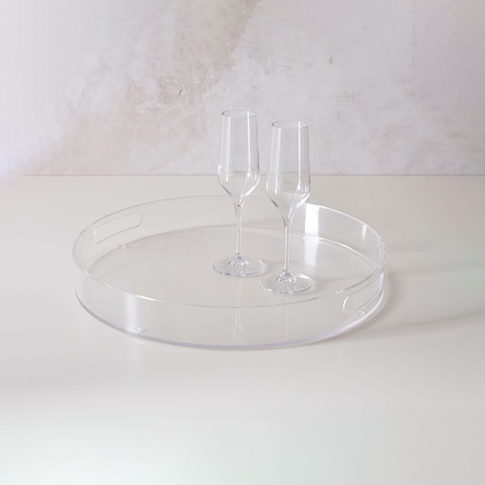 Mviringo wa Plexiglass Barware Holder Tropical Acrylic Cocktail Glassware Tray