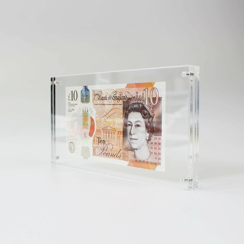 10X20cm Photo Bank Note Money Holder Acrylic Clear Currency Frame ine Magnets