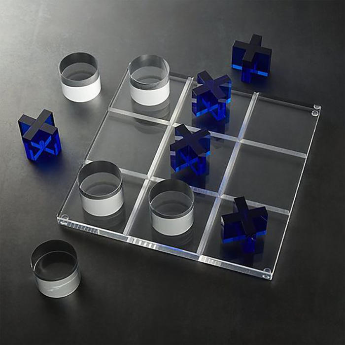 Cluiche boird plexiglass Lucite Clear Tabletop Bord Aicrileach Madra Tac Toe Set