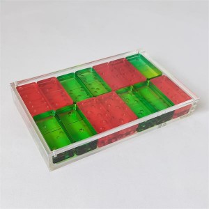 Hege kwaliteit Transparant Lucite Acryl Domino Set mei 28PCS Dominoes Game For Gift