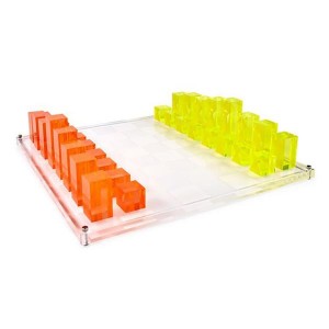Transparent Acrylic Gameboard ndi 32 Chess Pieces Plexiglass Gift Block