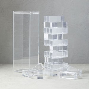 Гульня-галаваломка 54 шт празрыстых блокаў Lucite Block 3D Luxury Acrylic Stacking Tower