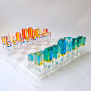 Персонализиран китайски настолен стъклен пластмасов турнир за външна градина, модерен луксозен кристален магнитен акрилен комплект за игра на шах