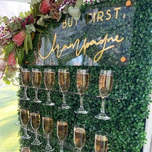 прилагодено големо држач за чаши за шампањско шише за ѕид, проѕирен акрилен држач за стакло за свадба