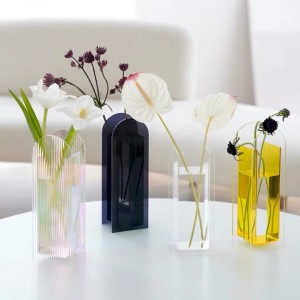 Przezroczysty różowy Lucite wazon ślubny akrylowy wazon dekoracyjny