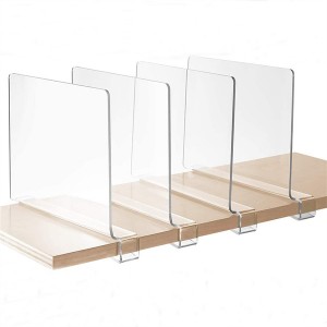 Clear Acrylic Shelf Dividers Closets Shelf Closet Separator untuk Wood Closet