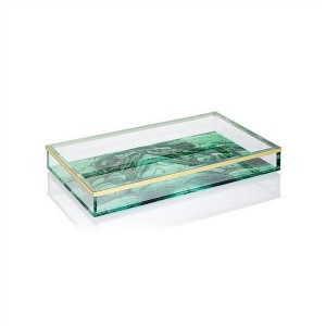 Plexiglass Organizer Food Holder Tray Glass Green Lucite Tray with Handles