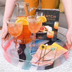 Portaoggetti Rotondi in Plexiglass Vassoio per Cocktail in Acrilico Tropicale