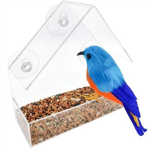 Alimentador de pájaros de ventana Triángulo al aire libre Comederos de casa de pájaros de acrílico transparente con ventosas fuertes