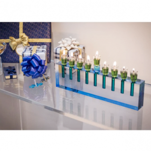 Акрилик модуларен Chanukaih Menorah во боја Lucite држач за свеќи восочни свеќи Декор за дом